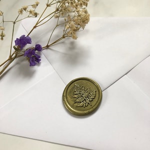 Cire auto-adhésive Fern | Feuillage | Feuille | Timbre | Timbre de mariage | faire-part | Cire à cacheter | Cachet pour enveloppe - 26 couleurs au choix