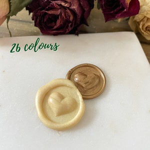 Mini cachet de cire autocollant 3D Love Heart | Timbre | Timbre de mariage | faire-part | Cire à cacheter | Cachet pour enveloppe - 26 couleurs au choix