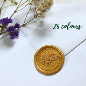 Bij zelfklevende lakzegel | Red de bijen | Stempel | Trouwstempel | Uitnodiging | Zegellak | Envelopsluiting: 26 kleurenopties