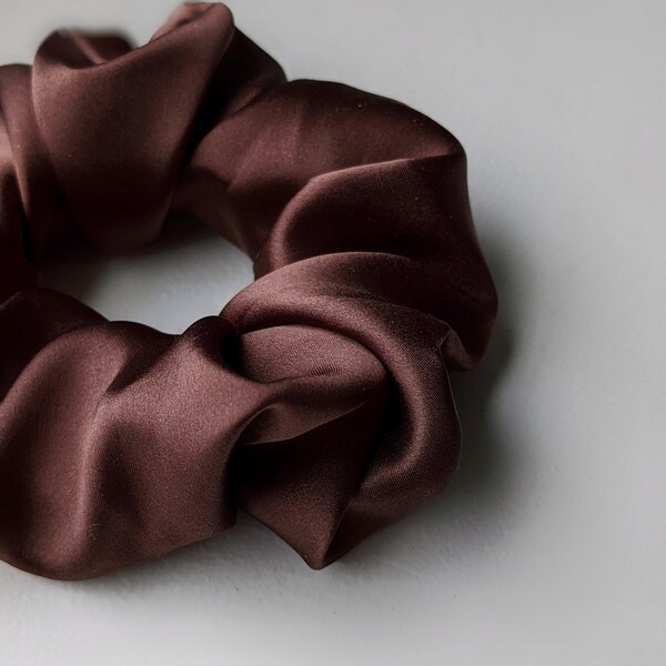 ESPRESSO Silk Scrunchie Silk Scrunchies, hair accessories, bridesmaid, birthday gift, hair clip, Vegan hair tie, wedding GIFT Canada