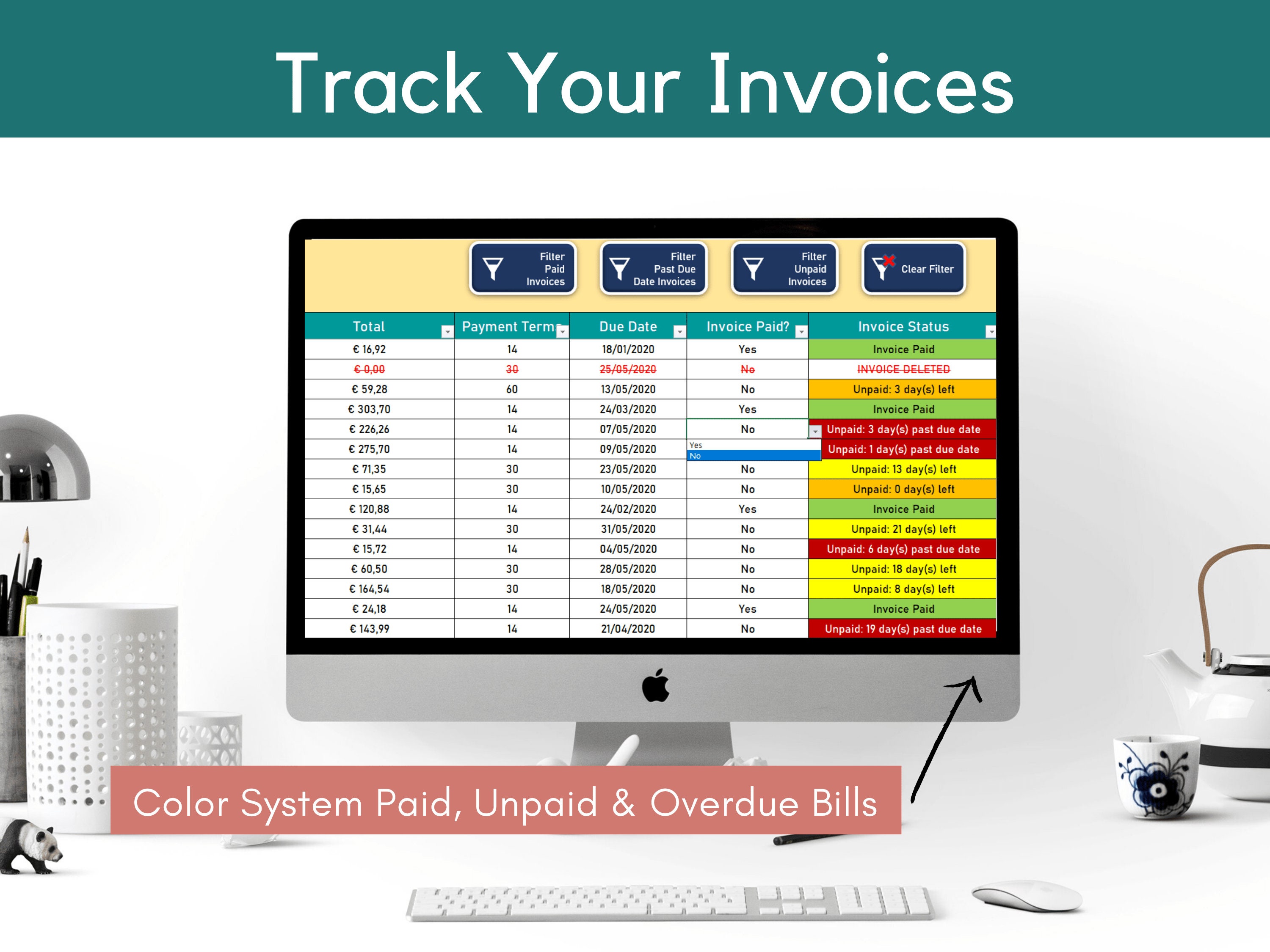 Invoice Template with Bills and Invoices Tracker System Etsy