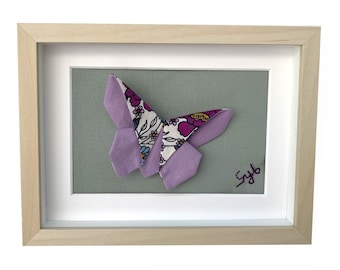 Tableau textile papillon origami