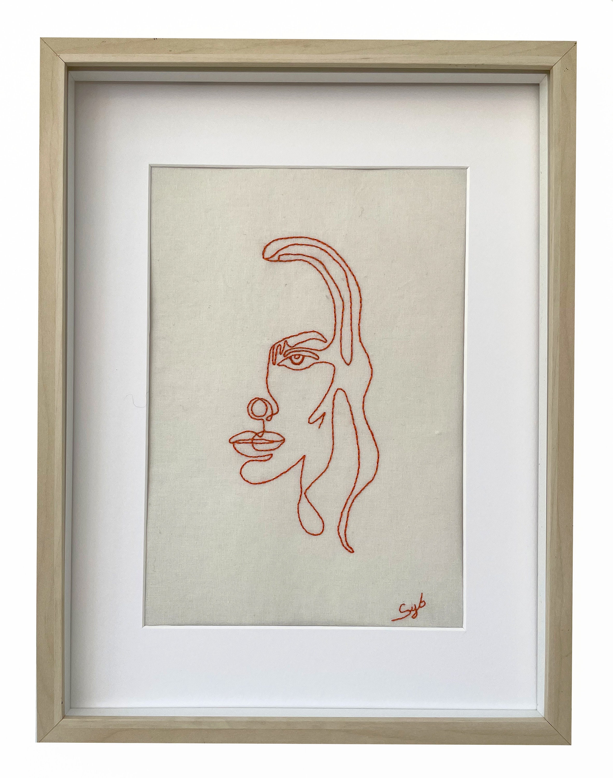 Tableau Textile Broderie Contemporaine Femme