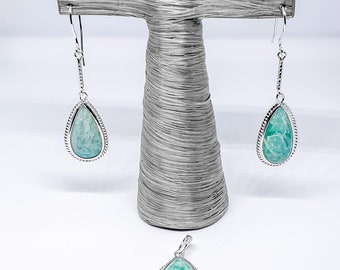 Silver set with natural stone from Madagascar