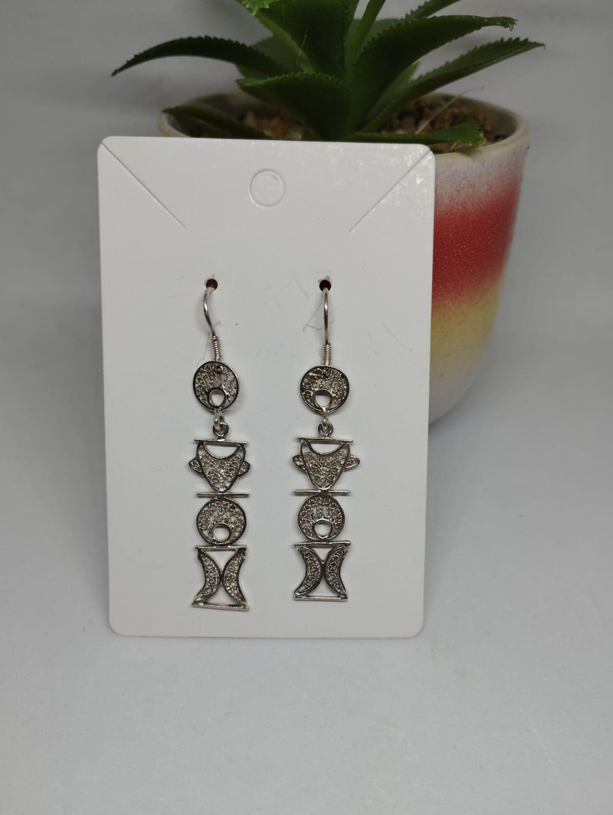 Boucles D'oreilles Créoles Aloalo Argent Massif 20mm - Neuf Avec étiquettes, Filigrane Soa Vangovango
