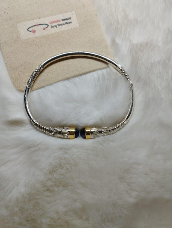 Jonc Homme Argent Massif Vangovango - Saphir Cabochon, Neuf Avec étiquettes