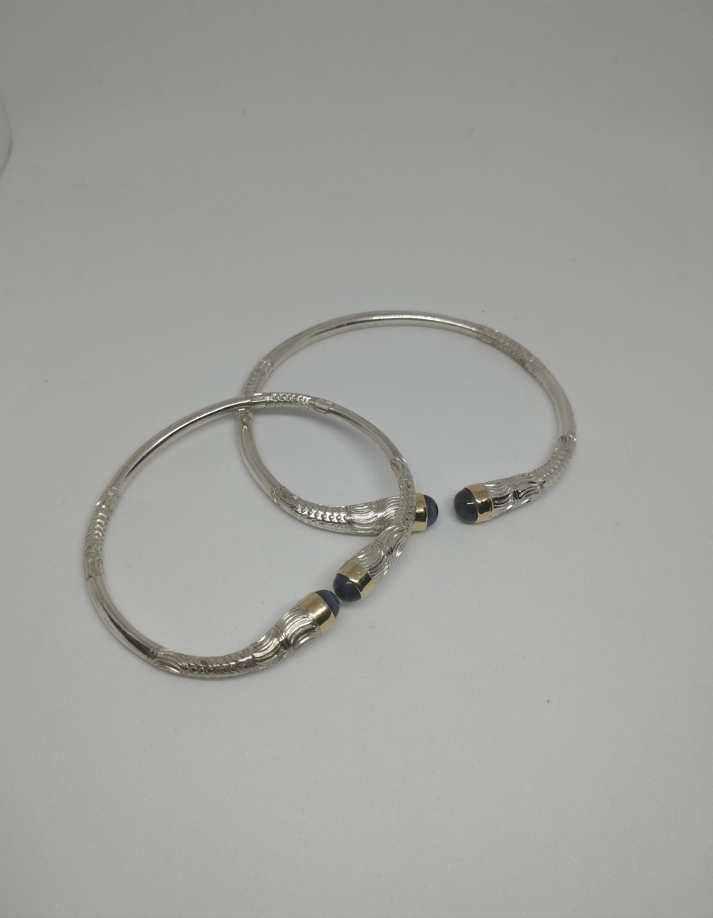 Bracelet Jonc Argent Massif Or Saphir - Marque SoaArtShop - Neuf Avec étiquettes - Qualité 950/1000