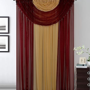 YHSF Sheer Curtains 4 Panel Set 84 Inches Long Elegant Valances With ...