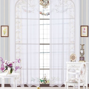 YHSF Elegant Grommet Style Sheer Voile Window Curtain Panels 63 inches Long, Set of 2
