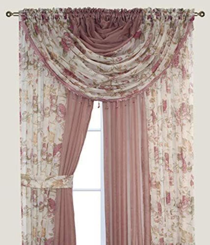 YHSF Sheer Curtains 4 Panel Set 84 Inches Long Elegant Valances With ...
