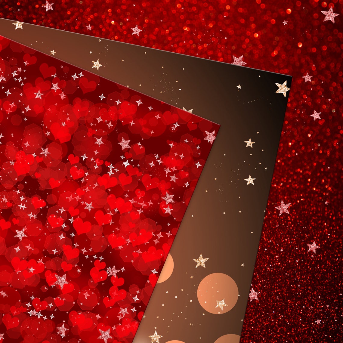 Red Bokeh Digital Paper, Red Scrapbook Paper, Bokeh Photography