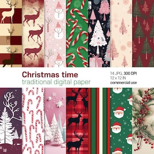 Kersttijd, wintervakantie, bos, afdrukbaar digitaal papierpakket