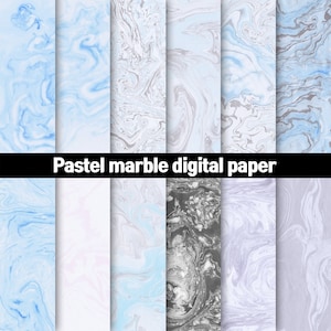 Pastel Marble Digital Paper, 12 Marble Textures Digital Paper Pack, Photoshop Backgrounds