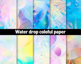 Water Drops Papers, rainbow colors water colour drop splash background textures, bright pastel