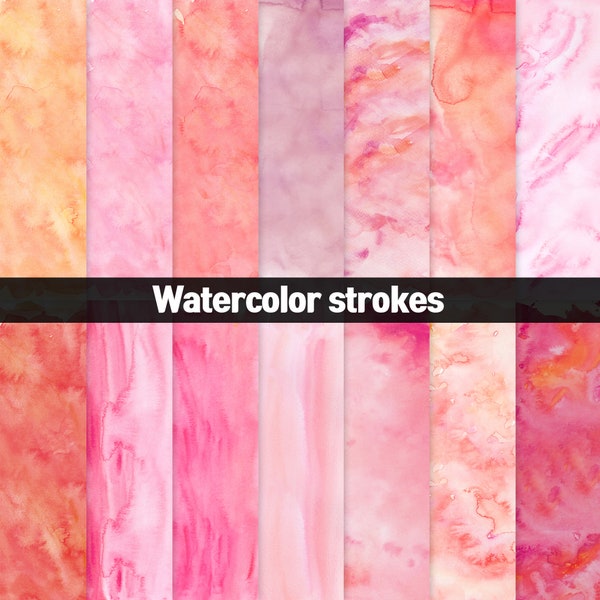 pink Watercolor Digital Paper,brush stroke, watercolor background, Seamless Background Texture,watercolor elements,Blots, Splatters