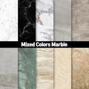 Mixed Colors Marble Digital Paper, pietra rock cristallo realistico texture 20 12x12 scrapbook carte sfondo clipart grafica JPG