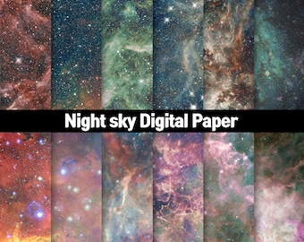 kosmiskt papper, akvarell, digitalt galaxpapper, rymdbakgrund, stjärna, planet, planeringspapper