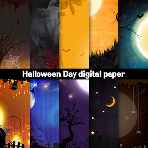 Halloween digital paper, scrapbook papers, Halloween, spooky, background