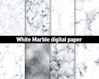 white Marble Digital Paper, stone rock crystal realistic textures 12x12 scrapbook papers background clipart graphics JPG