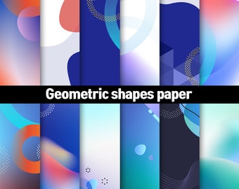 Geometric Digital Paper, Shapes Background, Geometric Scrapbooking Paper, Geometric Digital