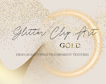Oro Brillo Clip Art, Oro Polvo Clipart, Polvo de Hadas, Archivos PNG, Descarga Digital