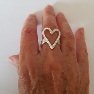 Chunky Sterling Silver Open Heart Ring, Handmade Sterling Silver image 4