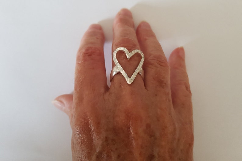 Chunky Sterling Silver Open Heart Ring, Handmade Sterling Silver image 4