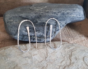 Threader Earrings, Lazy Hoop Earrings, Sterling Silver Earrings