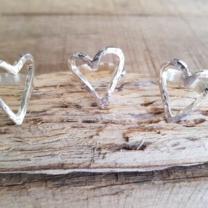 Chunky Sterling Silver Open Heart Ring, Handmade Sterling Silver image 2