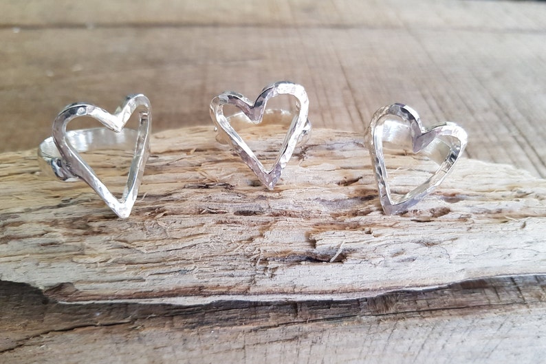 Chunky Sterling Silver Open Heart Ring, Handmade Sterling Silver image 2