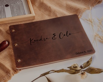 Handmade Leather Wedding Guest Book with Custom Options, Personalized Wedding GuestBook in Leather, Wedding Memory Book