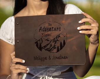 Handmade Adventure Book in Full Grain Leather, Unique Guest Book For Vacation Home, Custom Leather Journal For Adventure