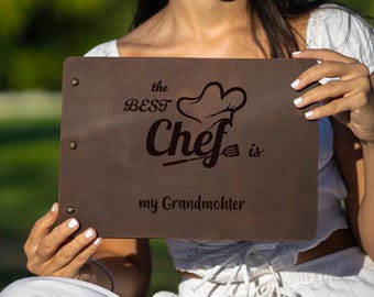 Personalized Leather Keepsake Journal and Recipe Book For Wife, Custom Recipe and Photo Album for Cooking Chefs, Perfect Gift for Birthdays