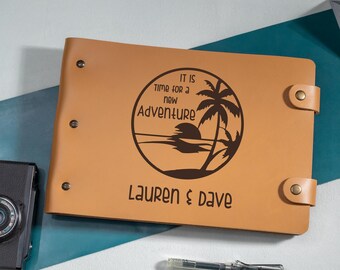 Personalized Couple Adventure Book, Honeymoon Album, Custom Travel Scrapbook, Romantic Gift, Beach Theme Journal