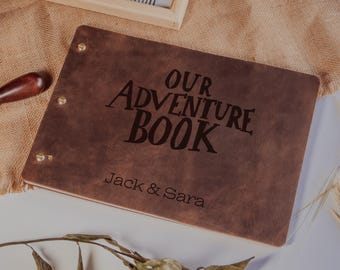 Personalized Our Adventure Book, Custom Leather Scrapbook for Couples, Travel Photo and Memory Book, Perfect Wedding or Anniversary Gift