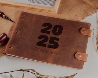 Personalized Leather Planner for Coworkers, Customizable Office Notebook, Perfect Corporate Gift for Colleagues Team Member, New Year Agenda