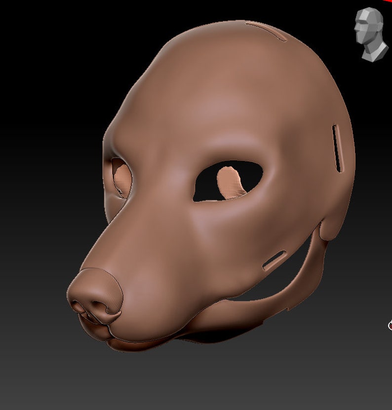 Dog/wolf fursuit head base printable model incl. teeth Etsy
