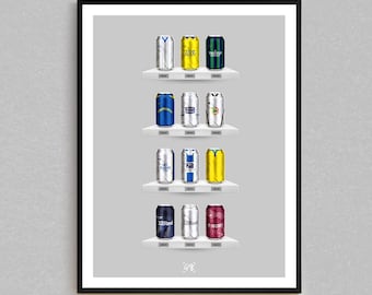 Leeds Classic Kit Can Print | Leeds United Gifts | Retro Football-Inspired Beer Can Wall Art | Gift For Football Fans
