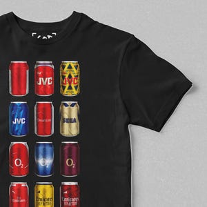 The Gunnery - Classic Cans T-Shirt | Retro Football-Inspired Beer Can T-Shirt | Gift For Football Fans