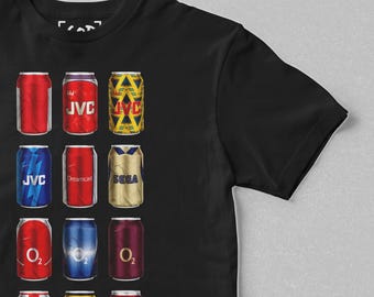 The Gunnery - Classic Cans T-Shirt | Retro Football-Inspired Beer Can T-Shirt | Gift For Football Fans | Arsenal Gifts