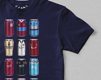 Bubbles & Barrels Co - Camiseta clásica con latas de cerveza / Camiseta retro inspirada en el fútbol americano / Regalo para aficionados al fútbol americano