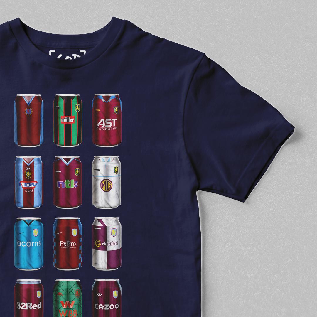 Claret Craft Co – Classic Cans T-Shirt Aston Villa Gifts Retro Football-Inspired Beer Can T-Shirt Gift For Football Fans