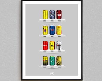 Golden Hive Brewing Co - Klassisk burktryck | Watford-presenter | Retro fotbollsinspirerad väggkonst med ölburk | Present till fotbollsfans