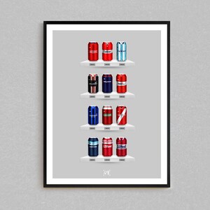 Red River Brauerei Co - Classic Dosendruck | Mid Century Geschenkidee Retro Fußball-inspirierte Bierdosen Wandkunst | Geschenk für Fußball-Fans