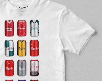 Scousehouse Brewing Co - Camiseta clásica con latas / Regalos de Liverpool / Camiseta retro con lata de cerveza inspirada en el fútbol / Regalo para aficionados al fútbol