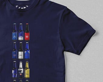 Cold Blow Brew Co - T-shirt con bottiglie classiche / Regali per i tifosi del Millwall / T-shirt con bottiglia di birra in stile retrò ispirata al calcio / Regalo per gli appassionati di calcio