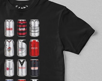 The Cottage Brew Co - Camiseta clásica de latas / Camiseta retro inspirada en latas de cerveza de fútbol / Regalo para aficionados al fútbol / Regalos del Fulham