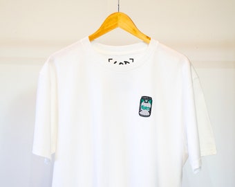 Scousehouse Brauerei Co - 93/95 Away Besticktes Dosen-T-Shirt | Retro Fußball inspiriertes Bier kann T-Shirt | Geschenk für Sterling Fans