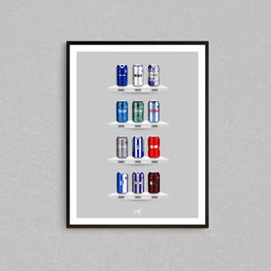 Zestaw Hartlepool Classic Kit Can Print | Prezenty Hartlepool | Sztuka ścienna z puszki piwa inspirowana piłką nożną | Prezent dla fanów piłki nożnej