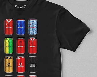 Stretford Brewhouse - Camiseta clásica con latas / Regalos del Manchester United / Camiseta retro con latas de cerveza inspirada en el fútbol / Regalo para aficionados al fútbol